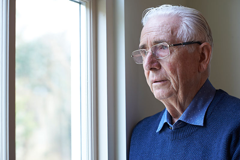 Senior man with dementia feeling isolated during COVID-19